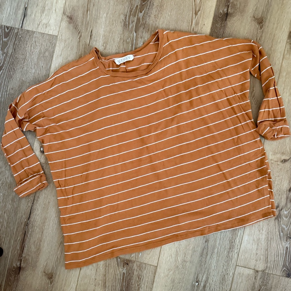 Oversized Basic Stripped 3/4 sleeve tee shirt